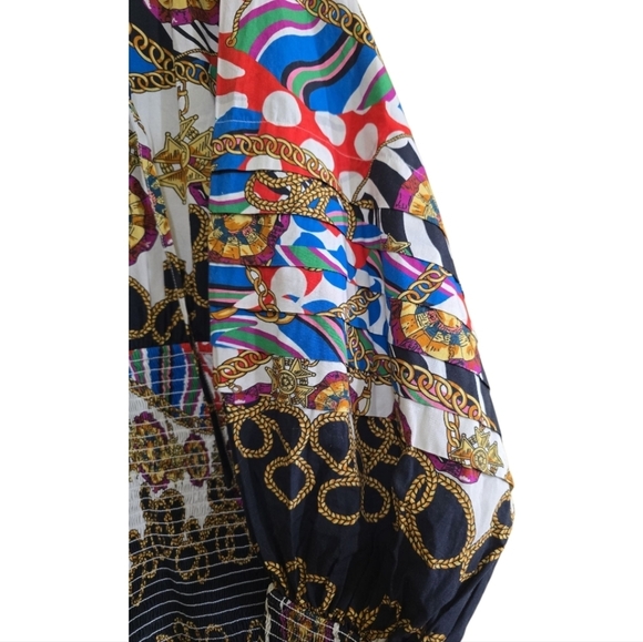 NWT Rhode Anya Smocked Mini Dress Nautical Chain Print Balloon Sleeves Large - Picture 5 of 11